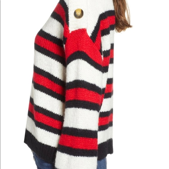 B.P. By Nordstrom button shoulder stripe sweater - Picture 3 of 5